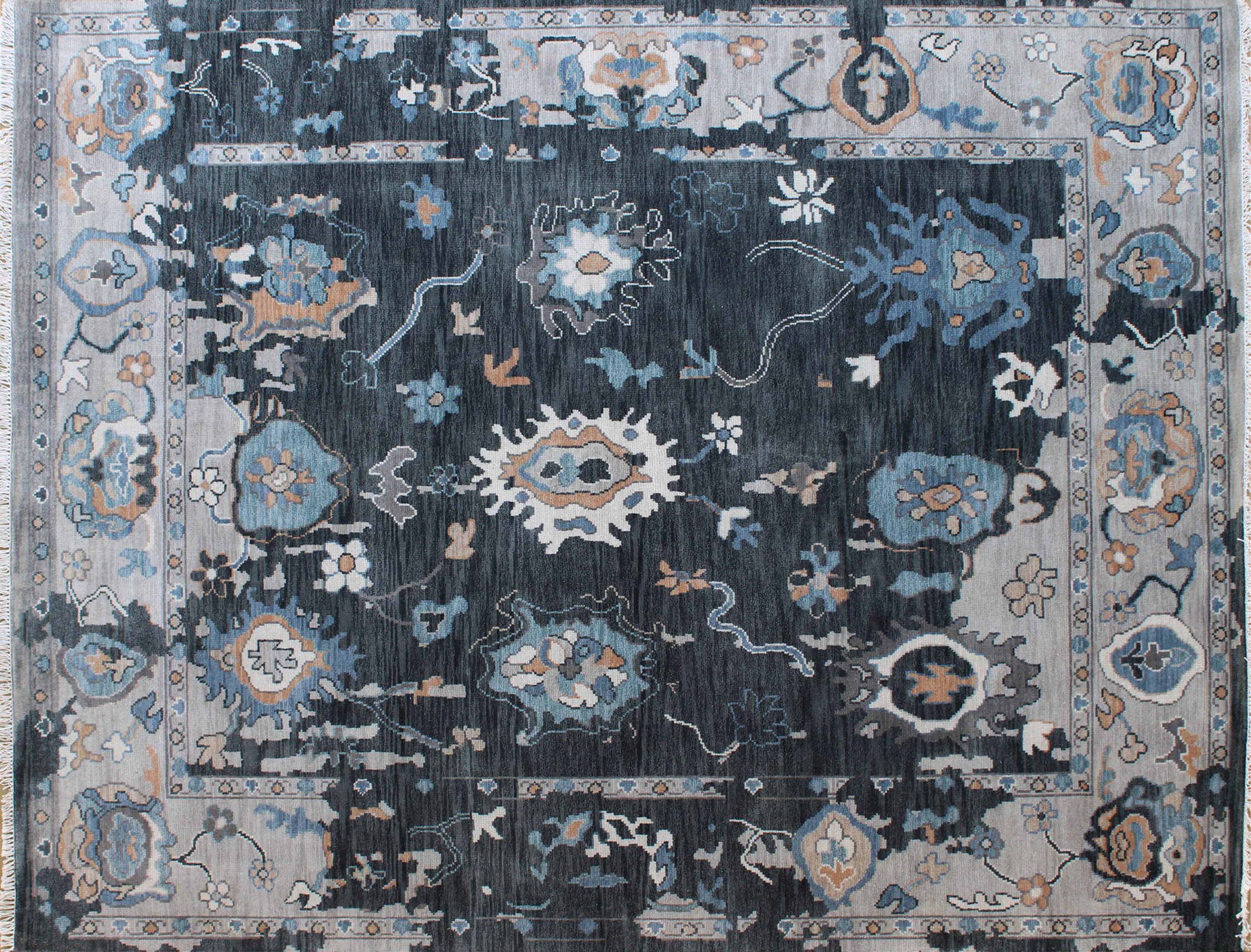 Oushak Gray Multi-Color Design Rug 8ft x 10ft - Handknotted Carpet Manufacturer Mirzapur